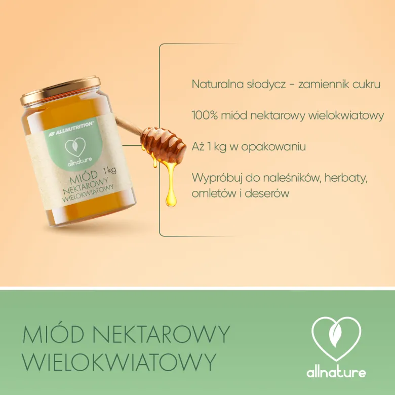 ALLNATURE Miód Nektarowy Wielokwiatowy 1000g