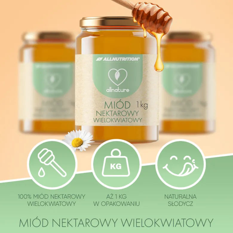 ALLNATURE Miód Nektarowy Wielokwiatowy 1000g