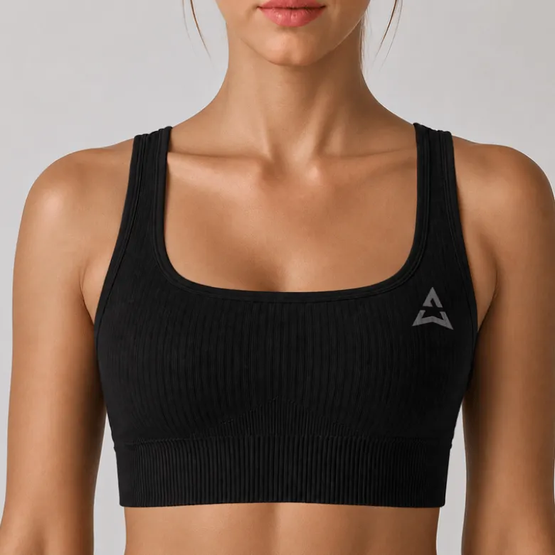 Bezszwowy Top Sportowy BLACK 1 szt.