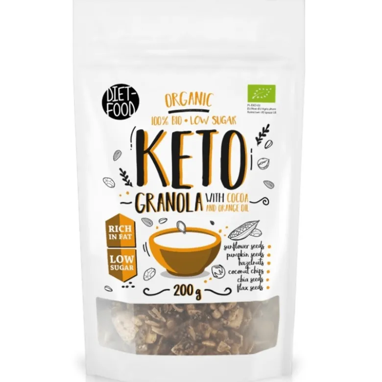 Bio keto granola kakao z olejkiem pomarańczowym 200g