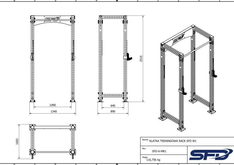 Klatka treningowa Power Rack SFD W1 1 szt.