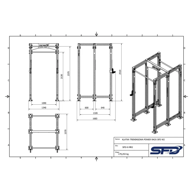 Klatka treningowa Power Rack SFD W2 1 szt.