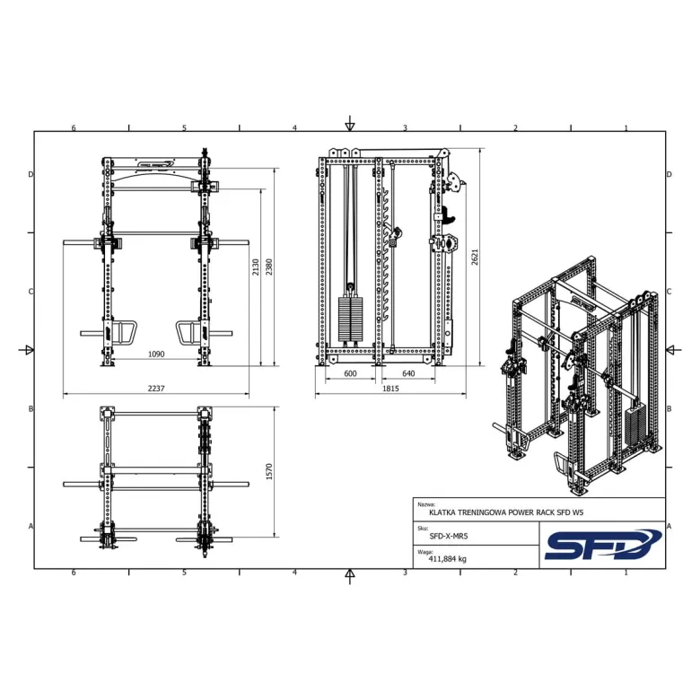 Klatka treningowa Power Rack SFD W5 1 szt.
