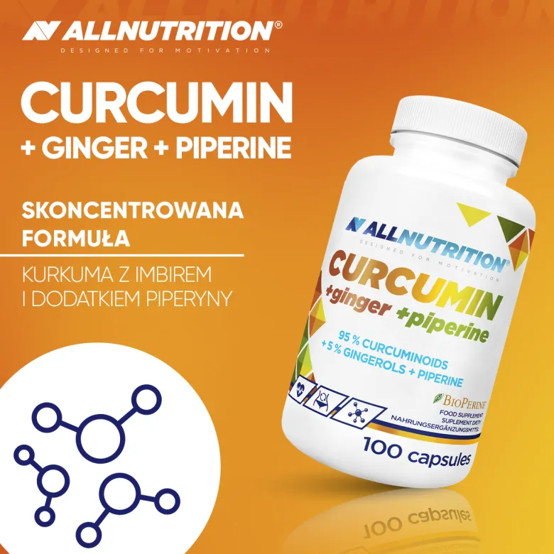 Kurkuma + Imbir + Piperyna (Curcumin + Ginger + Piperine) 100 kapsułek