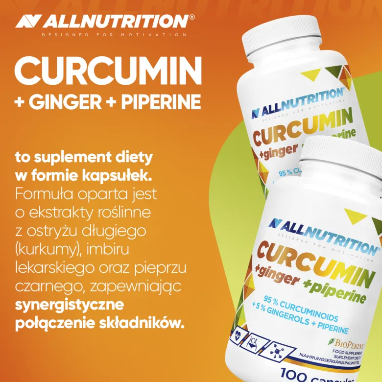 Kurkuma + Imbir + Piperyna (Curcumin + Ginger + Piperine) 100 kapsułek