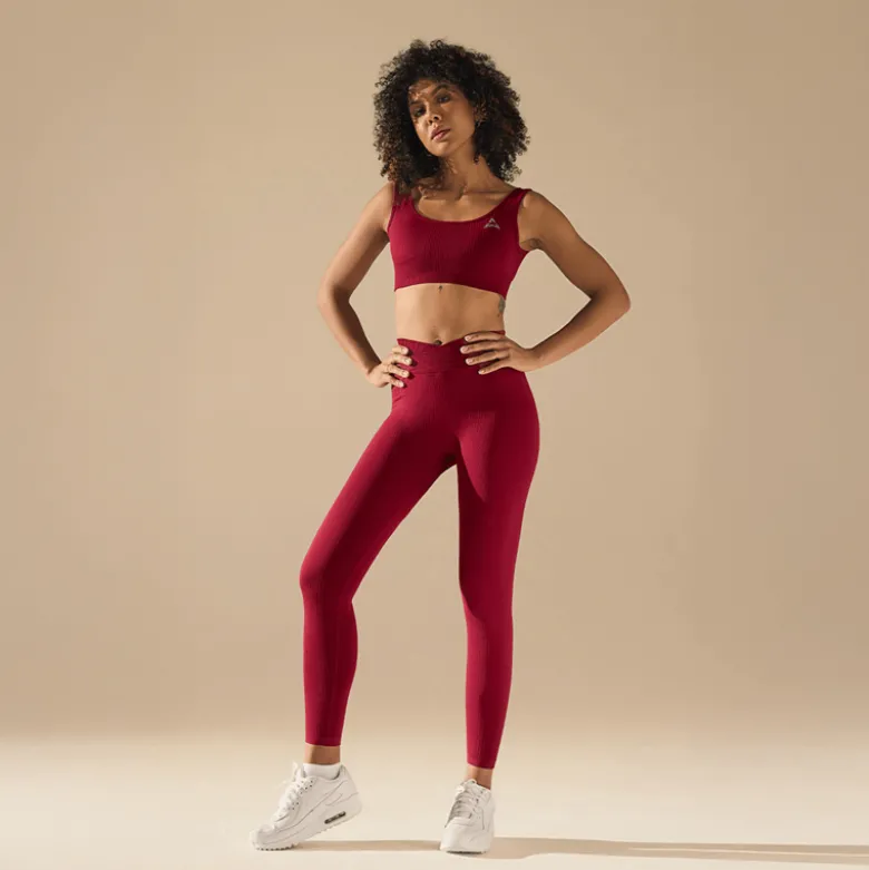 Legginsy + Top BASIC V-WAIST BURGUNDY zestaw