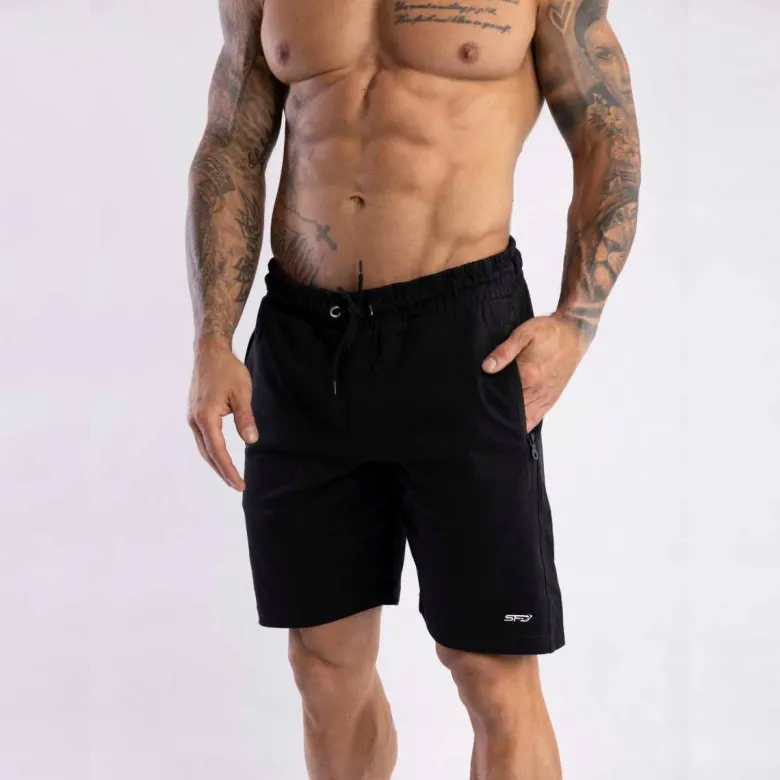 Man's Shorts Zip Pockets Black 1szt