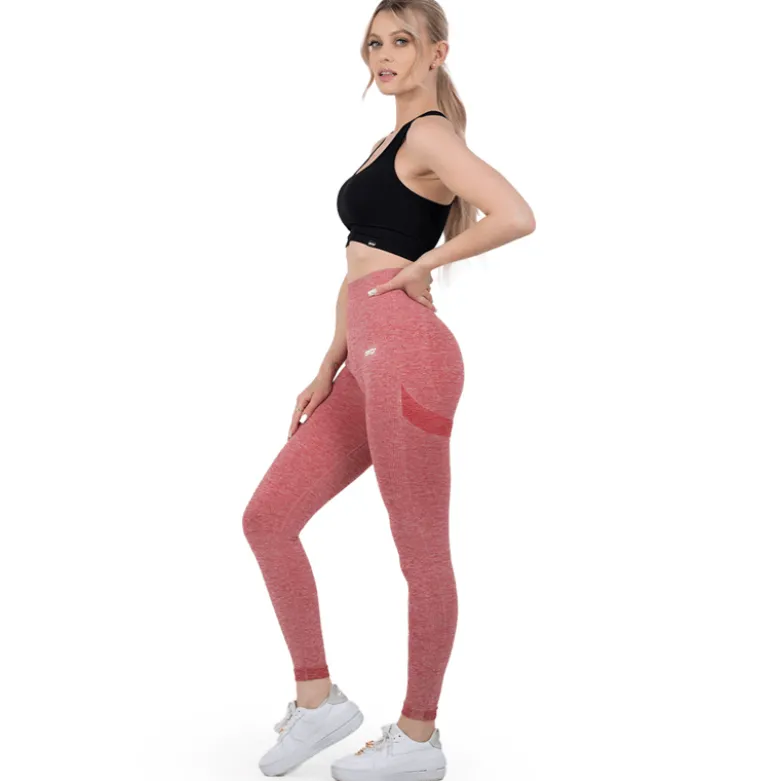 Seamless Leggings Push UP Red Melange 1szt