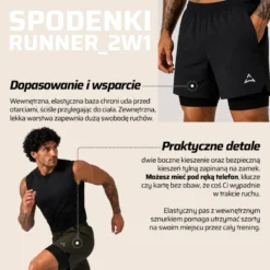 Spodenki Runner 2w1 BLACK 1 szt.