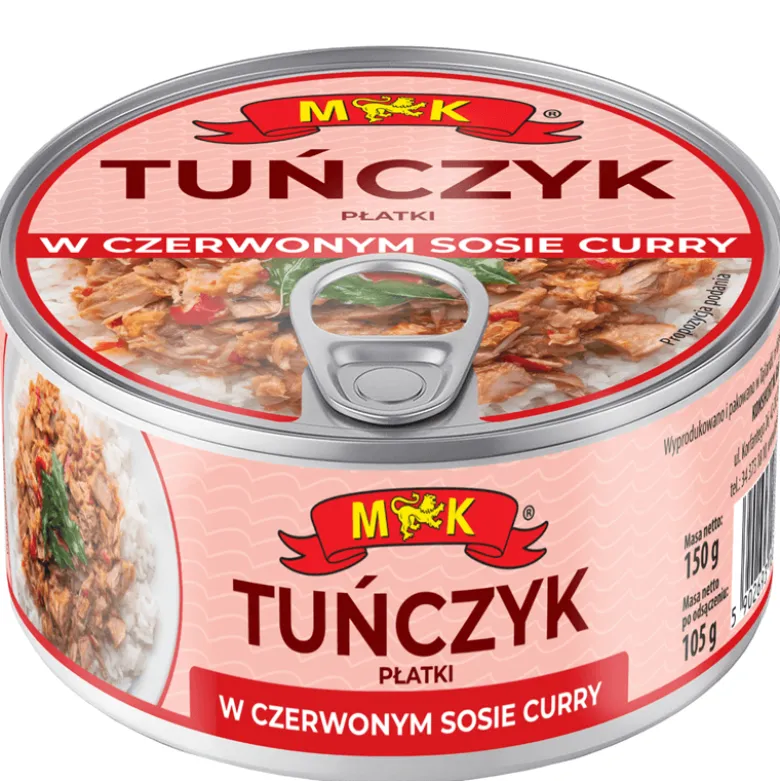 Tuńczyk płatki w czerwonym sosie curry 150g