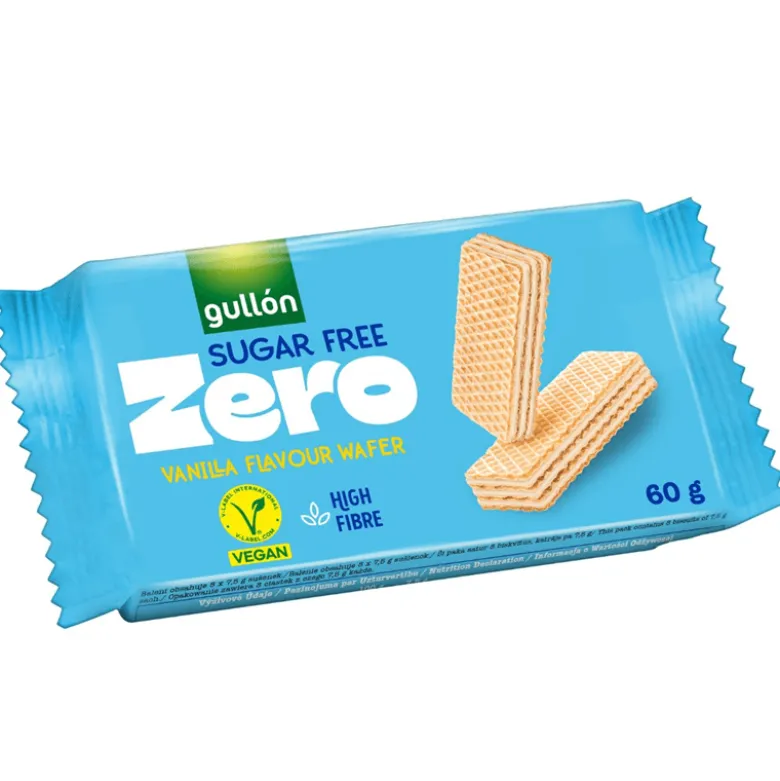 Wafle z nadzieniem o smaku waniliowym bez cukru 60g