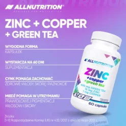 Zinc + Copper + Green Tea 60 kapsułek